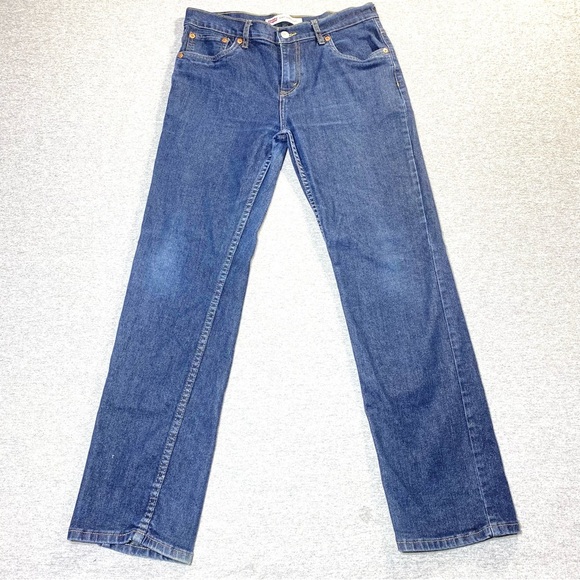 Levi's 514 Jeans Boys 18R Dark Blue Straight Fit Mid Rise Stretch Casual Denim - Picture 1 of 16